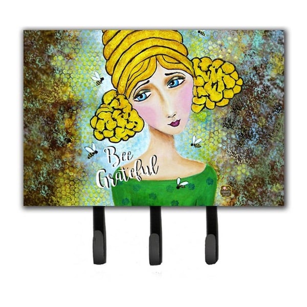 Carolines Treasures Bee Grateful Girl with Beehive Leash or Key Holder, 8 x 1.25 x 8 in. VHA3008TH68 - main